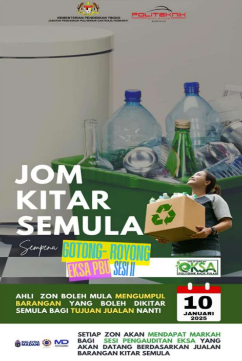 Poster kempen Jom Kitar Semula sempena gotong-royong EKSA PBU pada 10 Januari 2025.
