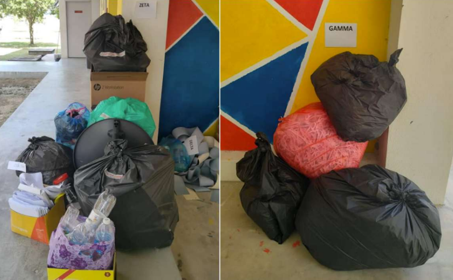 Bahan kitar semula yang dikumpulkan oleh warga kampus.